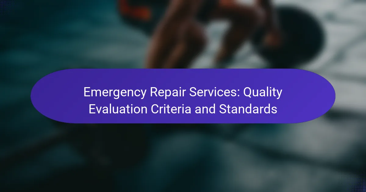 Emergency Repair Services: Quality Evaluation Criteria and Standards
