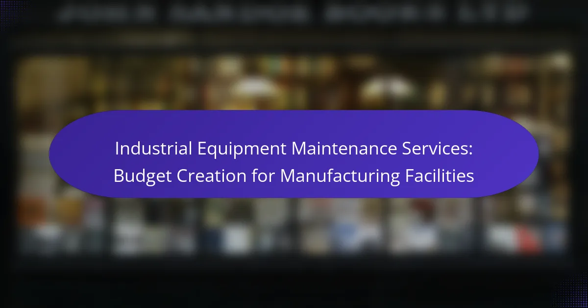 Industrial Equipment Maintenance Services: Budget Creation for Manufacturing Facilities