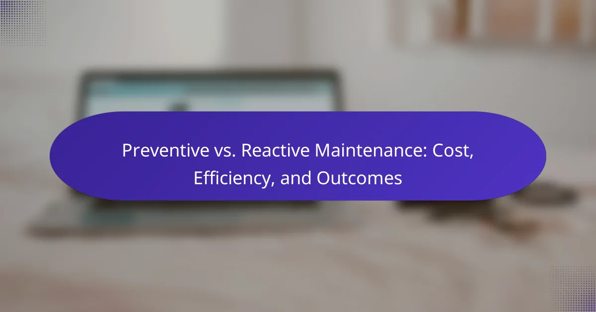 Preventive vs. Reactive Maintenance: Cost, Efficiency, and Outcomes
