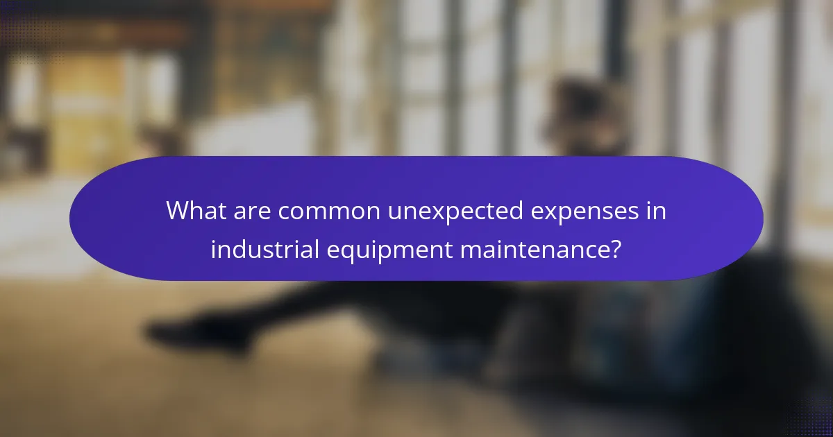 What are common unexpected expenses in industrial equipment maintenance?